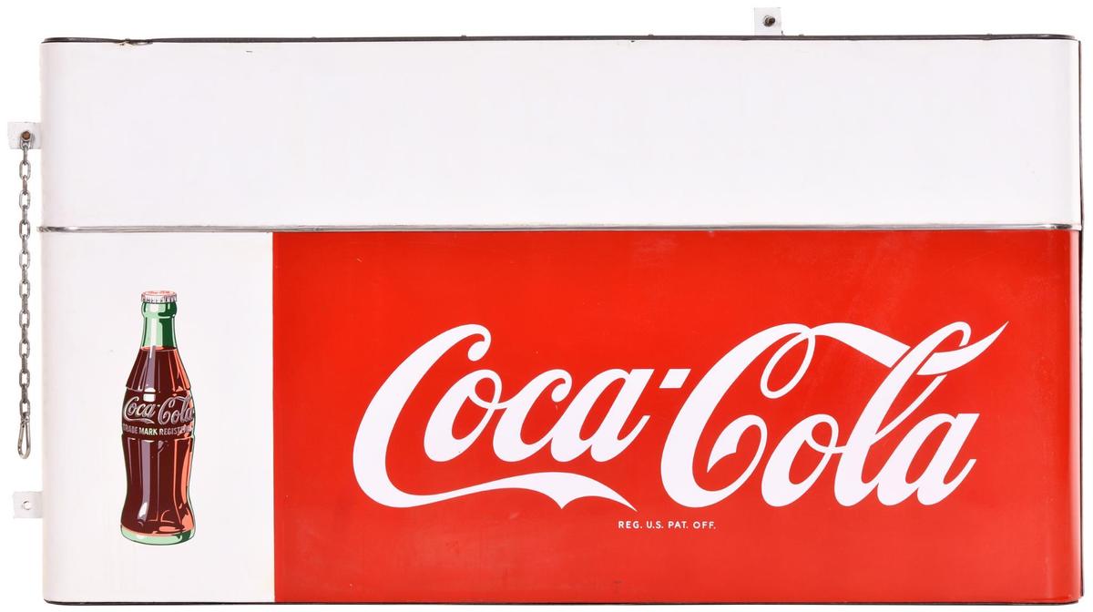 Coca-Cola w/Bottle & Marquee Porcelain Sign