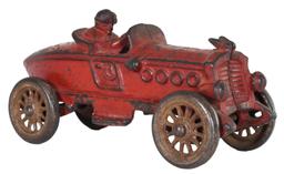 A.C. Williams Cast Iron Boat Tail Race Car w/Driver