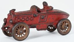 A.C. Williams Cast Iron Boat Tail Race Car w/Driver