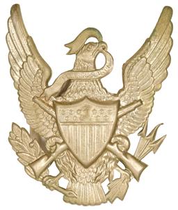 Eagle With Shield Guns & Arrows Hat Badge