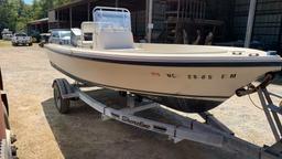 Center console boat with trailer
