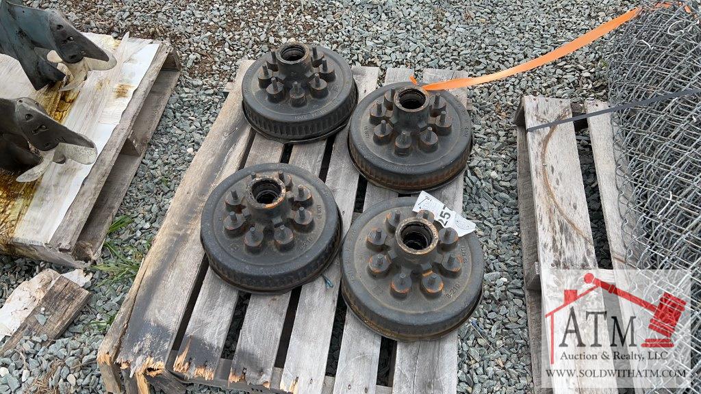 (4) 8-Lug Trailer Hubs w/ Backing Plates Brakes