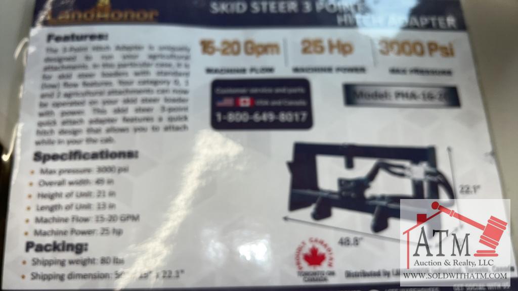 NEW Landhonor Skidsteer to 3 Pt Hitch Adapter