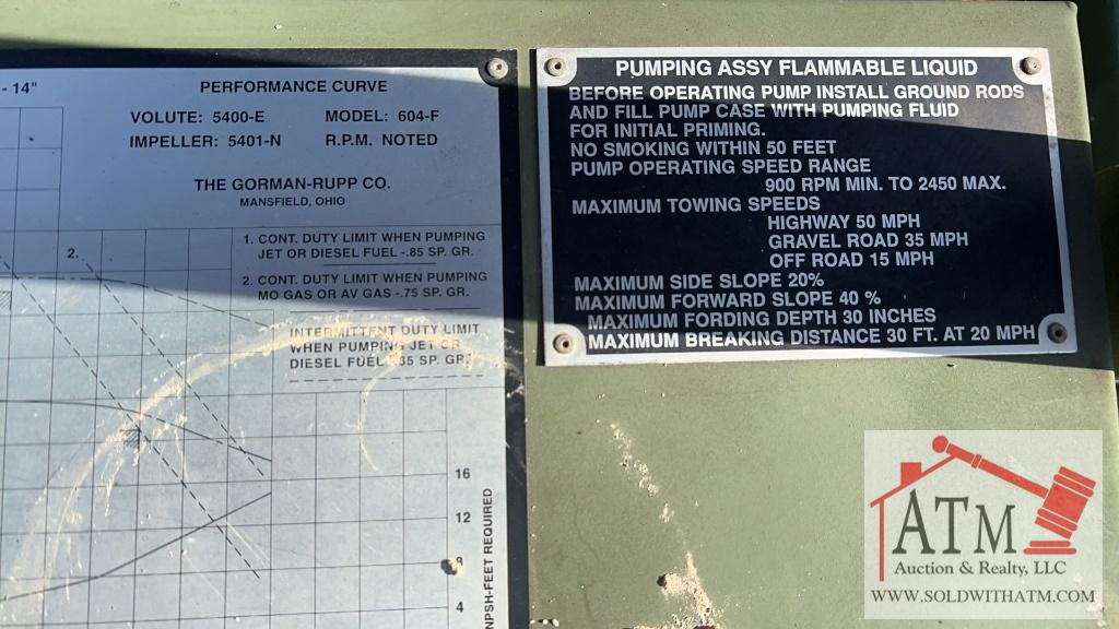 1995 US Military Flammable Liquid Pump Trailer