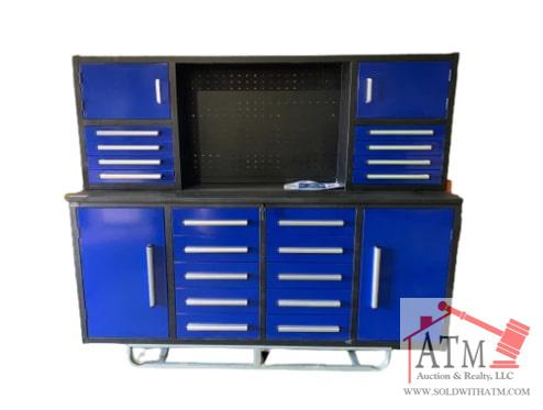 NEW 7' Work Bench w/ 18 Drawers - Blue