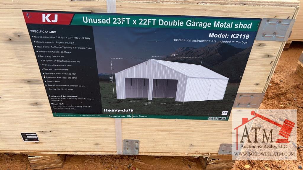 NEW 22' x 23' Double Garage Metal Shed