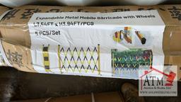 NEW Expandable Metal Mobile Barricade w/ Wheels