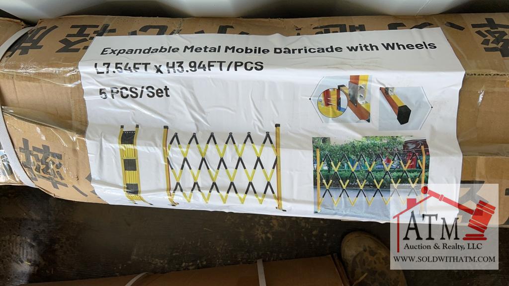 NEW Expandable Metal Mobile Barricade w/ Wheels