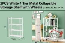 NEW 4 Tier Metal Collapsible Storage Shelf