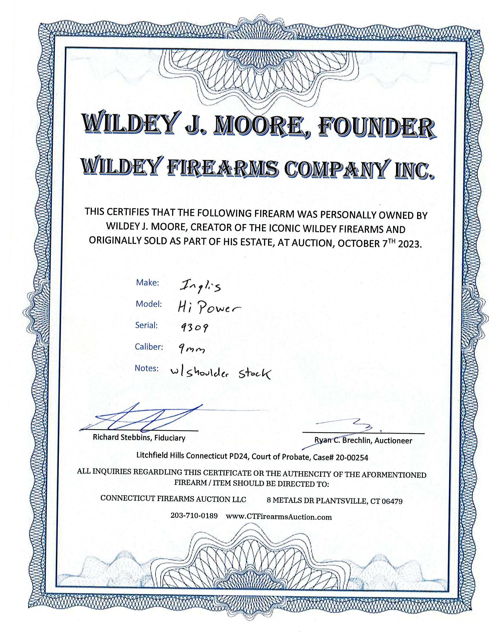 Inglis MK I* Hi Power 9mm Pistol w/stock