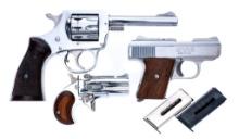 Mixed Nickel Handgun Lot Raven, Davis, H&R .22 .25
