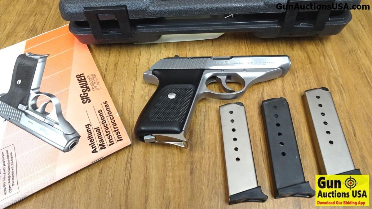 SIG SAUER P230SL 9MM KURTZ Semi Auto Pistol. Very Good Condition. 3.5" Barrel. Shiny Bore, Tight Act
