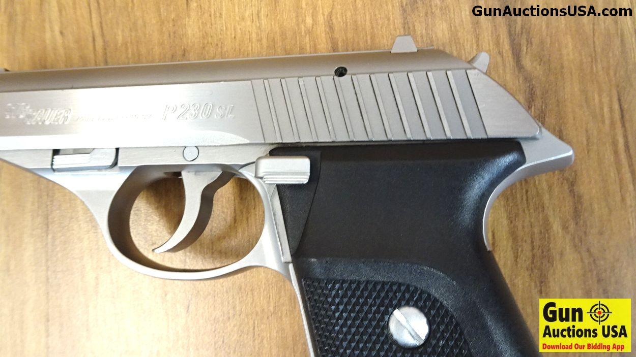 SIG SAUER P230SL 9MM KURTZ Semi Auto Pistol. Very Good Condition. 3.5" Barrel. Shiny Bore, Tight Act