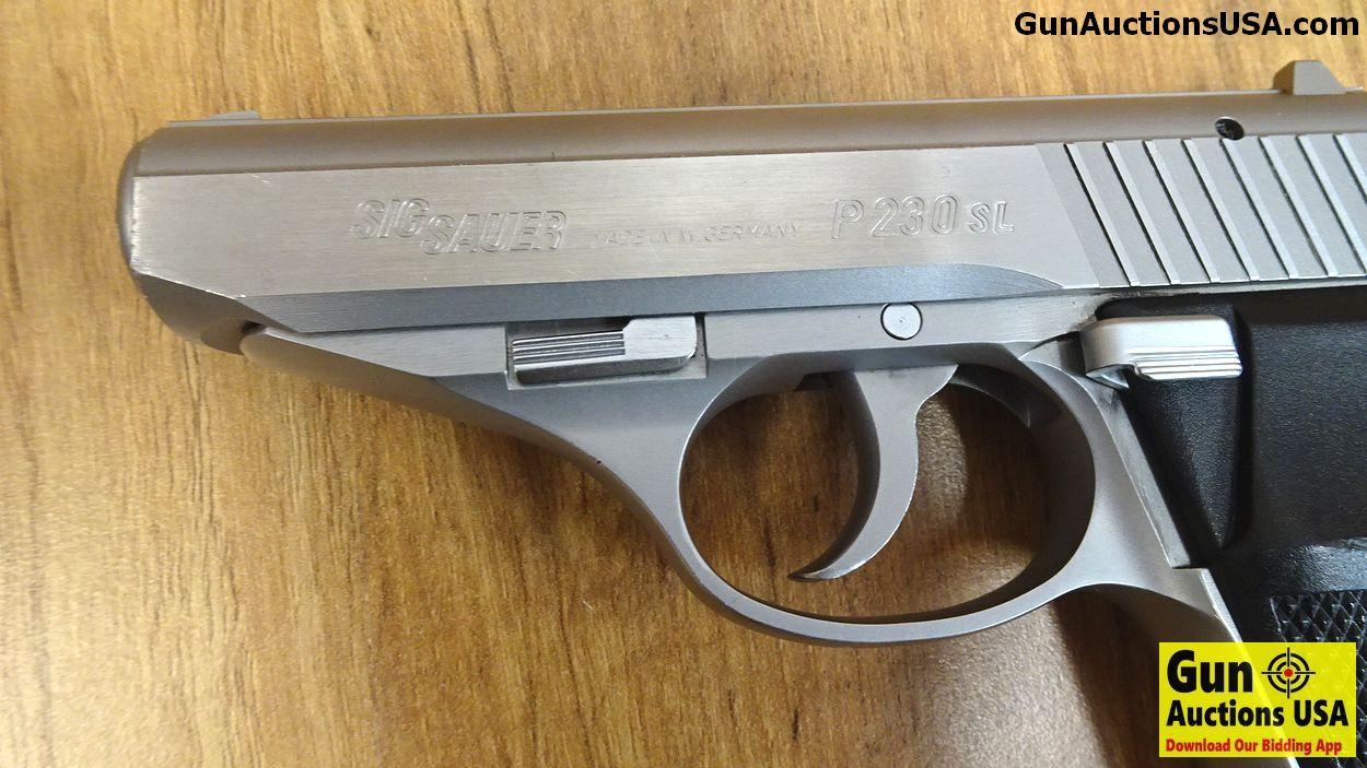 SIG SAUER P230SL 9MM KURTZ Semi Auto Pistol. Very Good Condition. 3.5" Barrel. Shiny Bore, Tight Act