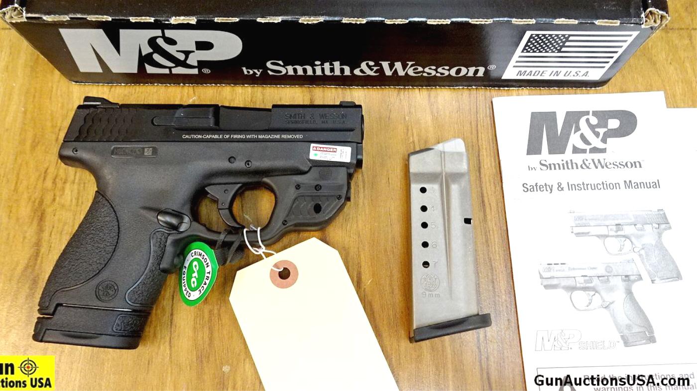 S&W M&P-9 SHIELD 9MM Pistol. NEW in Box. 3" Barrel. Fish scale Serrations at Rear of Slide, 3 Dot Wi