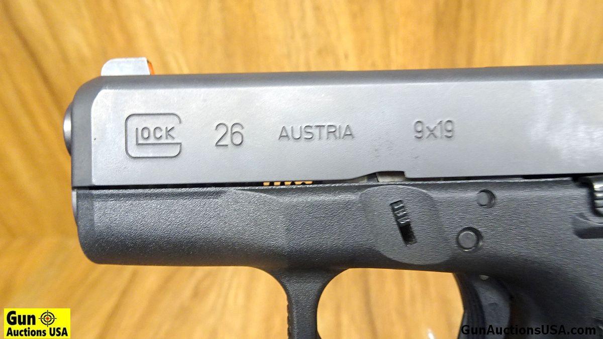 Glock 26 9X19 Semi Auto Pistol. Like New. 3.5" Barrel. Sub Compact Semi Auto, GEN 4, Designed for Co