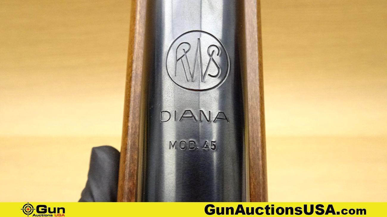 RWS DIANA, MODEL 45 4.5MM, .177 Caliber RIFLE. Very Good. 20.5" Barrel. AIR Features a Target Front