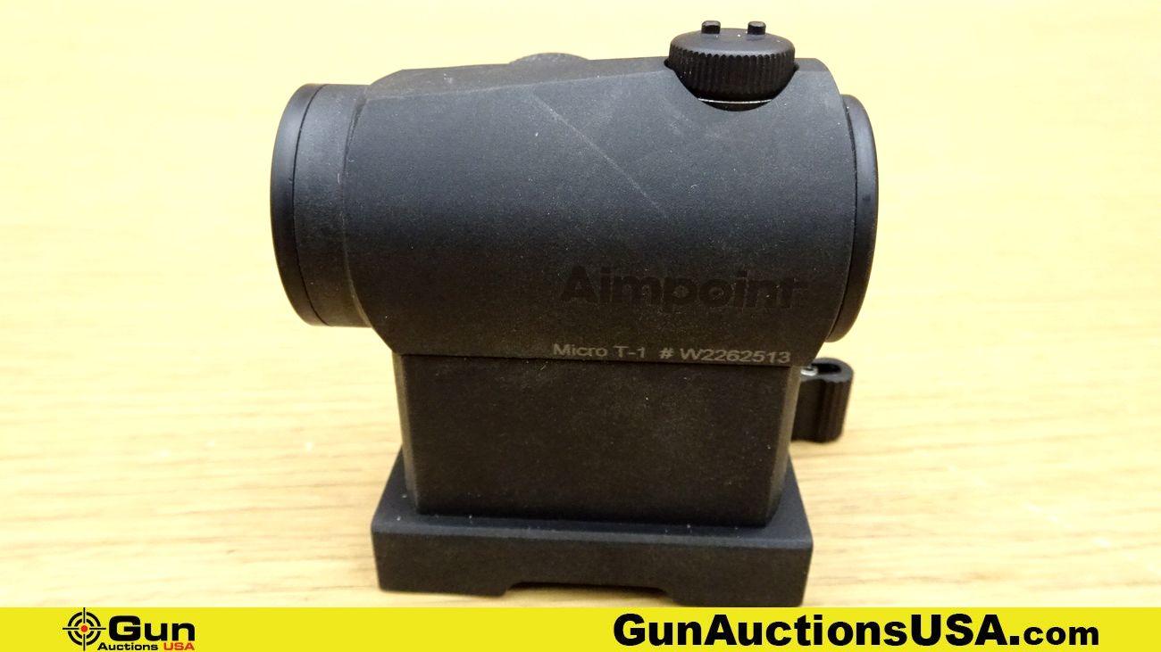 AIMPOINT MICRO T-1 Red Dot Sight. Excellent. 1 MOA Red Dot Sight with High Quick Detach Mount and To