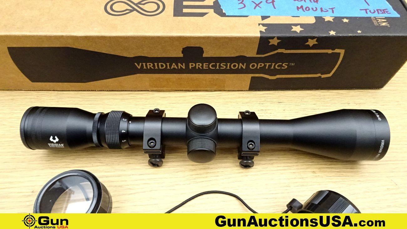 VIRIDIAN EOM Scope. NEW in Box. 3-9x40 Rifle Scope, Duplex Reticle with Rings, and 1" Tube. . (70715