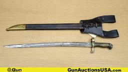 Military COLLECTOR'S Bayonet. Good Condition. M1870-1880 Bayonet with Scabbard. 20" Blade, 24.75" Ov