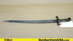 Military COLLECTOR'S Bayonet. Good Condition. M1870-1880 Bayonet with Scabbard. 20" Blade, 24.75" Ov