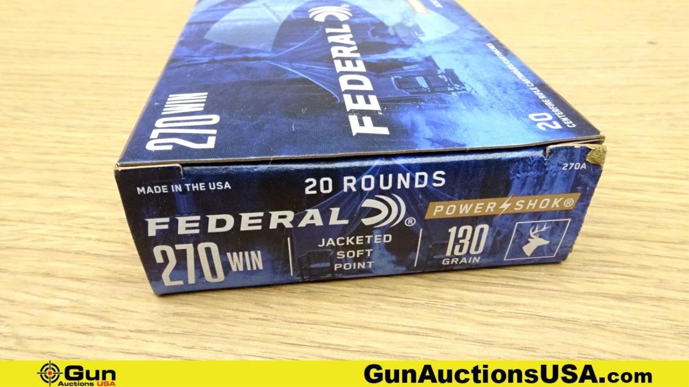 Federal, Remington .270 WIN Ammo. 80 Rds. in Total; 60 Rds.- 130 Gr CORE-LOK. 20 Rds.- POWER SHOK, J