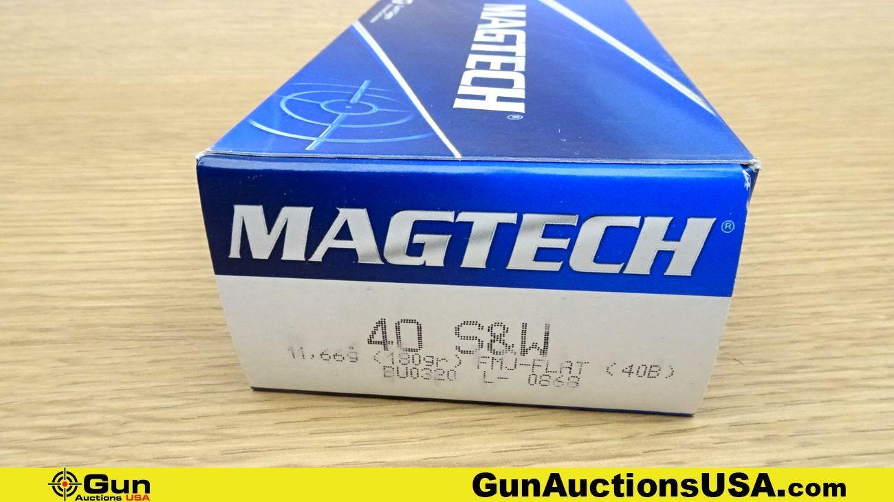 Sig Sauer, Fiocchi, Magtech .40 S&W Ammo. 200 Rds. in total- 100 Rds. 165 Gr V CROWN JHP, Sig Sauer.