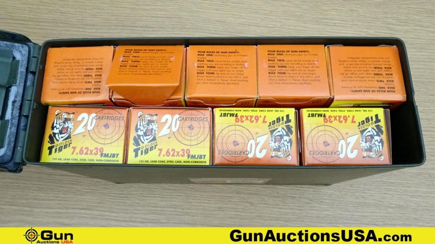Golden Tiger 7.62x39 . 500 Rds. Of 123 Gr FMJ. Includes Steel Ammo Can. . (69234)