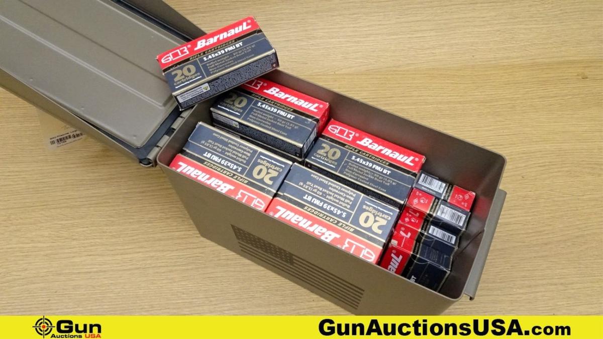 Barnaul 5.45x39 Ammo. 640 Rds. of 60 Gr FMJ BT. Includes a Tan Metal Ammo Can. . (70166)