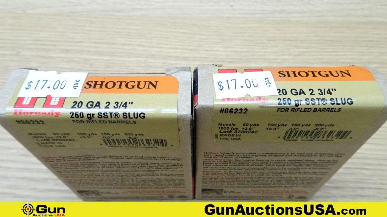 FIOCCHI, Hornady, & Remington. 9mm Flobert & 20 GA. Ammo. Total Rds.- 120; 100 Rds.- 9mm Flobert Rim