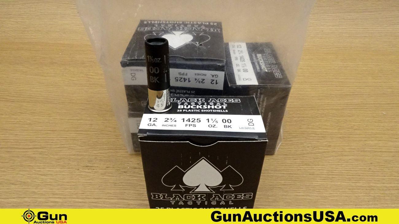 Black Aces 12 Ga. Ammo . 100 Rds. 00 BUCK, 2/ 3/4. . (68408)