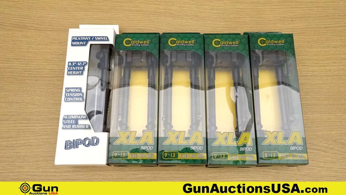 Caldwell, Spider Bi Pods. NEW in Box. Lot of 5;4- Caldwell, XLA Bi-Pods and 1- Spider Tactical Picat