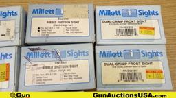 Millett Sights. Like New. Lot of 10; 8- Dual Crimp Front Sights, 2- Rib Shotgun Sights. . (70846)