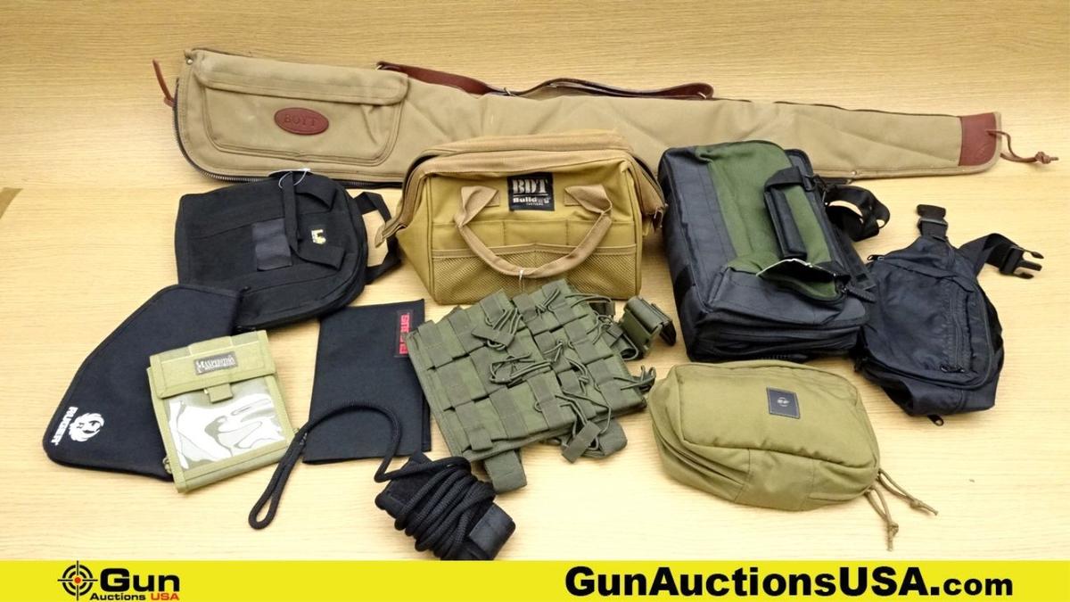 Kolpin, Bulldog Tactical, Ruger, Etc. Bags & Cases. Excellent. Lot of 11; 5-Nylon Pistol Bags & Case