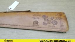 Boyt Rifle Case. Good Condition. Embossed Flying Pheasant Tan Leather & Lined Rifle Case, 46" Long,