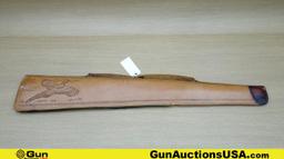 Boyt Rifle Case. Good Condition. Embossed Flying Pheasant Tan Leather & Lined Rifle Case, 46" Long,