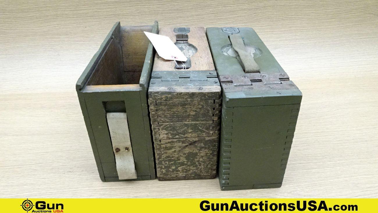 COLLECTOR'S Ammo Box's . Good Condition. Set of 3 WWI Browning .30 Caliber Machine Gun Wooden Gun Am