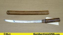 Japanese COLLECTOR'S Knife. Very Good. Antique Japanese TONTO Knife. 18" Blade, 21" Overall with Woo