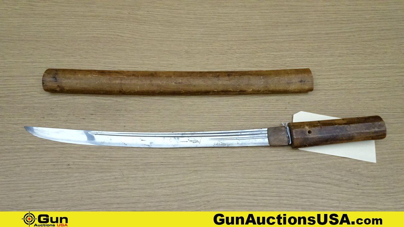 Japanese COLLECTOR'S Knife. Very Good. Antique Japanese TONTO Knife. 18" Blade, 21" Overall with Woo