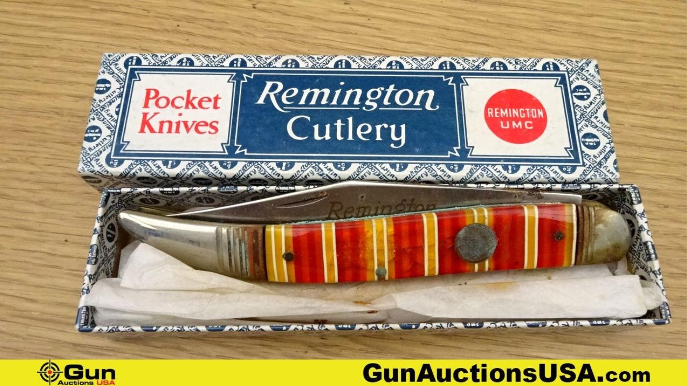 Winchester, Remington Knives. Excellent. Lot of 5; 2- Winchester Folding Knives and 3- Remington Fol