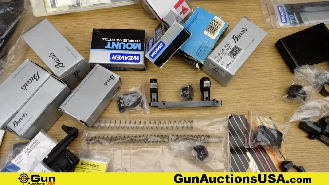 Burris, Weaver, Trijicon, Etc. Parts & Accessories. Very Good. Assorted Gun Parts, Scope Mounts, Sig