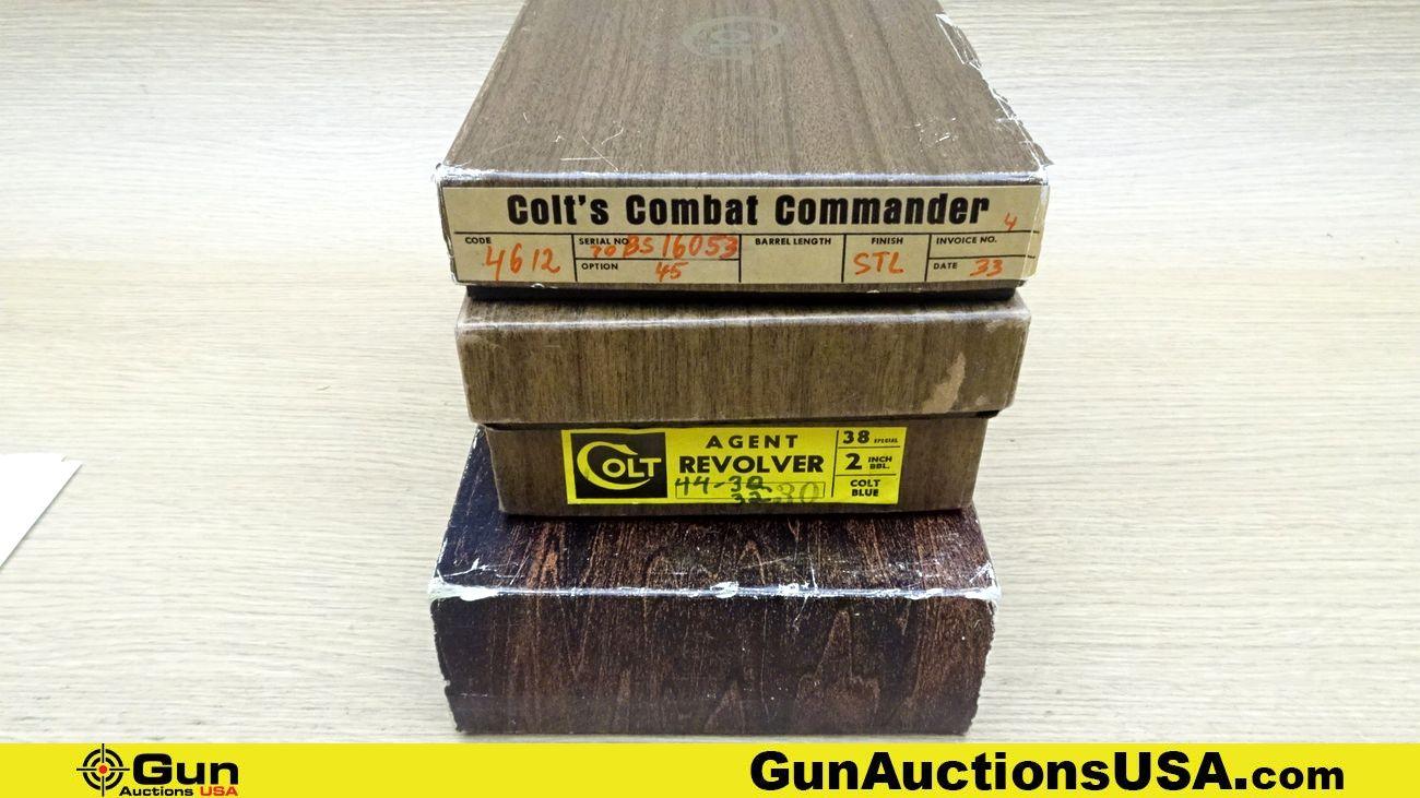 Colt Pistol Boxes. Lot of 9; Empty Original Colt Cardboard Pistol Boxes.. (68875)