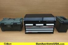 LOCAL PICK UP ONLY, Husky, MTM, Plano Tool Box, Range Box, Ammo Can. Good Condition. One Multi-Drawe