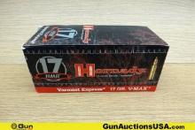 Hornady VMAX 17 HMR Ammo. 1000 Rds. 17 Gr VMAX. (77037) (GSCT44)