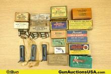 Peters, REM, Beretta, Etc. .45 ACP, .22 HORNET, 6.5x53 CARCANO Ammo, Mags, Empty Ammo Boxes. 44 Roun