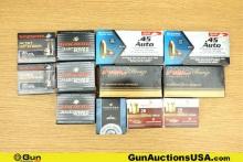 Winchester, PMC, DRT .45 ACP Ammo. 360 Rds in Total; 200 Rds of .45 ACP, FMJ. 160 Rds of .45 ACP DEF