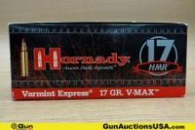 Hornady VMAX 17 HMR Ammo. 1000 Rds. 17 Gr VMAX. (77036) (GSCT25)