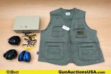 M Pow, Caldwell, Peltor, Blue Stone, Etc. Accessories. Very Good. Three Ear Protectors, One Lock Box