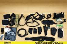 AWP, Blackhawk, Pro-Tec, Etc. Accessories. Excellent. Nine Pistol Holsters, Four Assorted Straps, Th