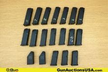 Glock G26, G17, Etc. 9mm, .40 S&W Magazines, Loaders. Very Good. 19 Assorted Mags and Loaders in Tot